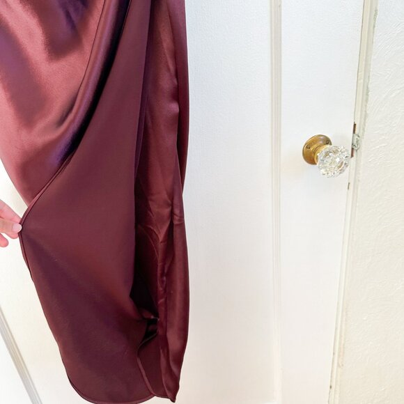 House of CB | Reva Satin Balcony Corset Midi Dress in Rasin Brown - Picture 10 of 10